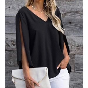 Black blouse with low bow back
